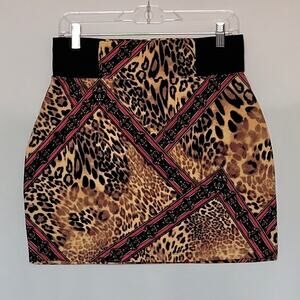 No Boundaries Leopard & Pink Animal Print Mini Skirt Juniors Size: L (11-13)
